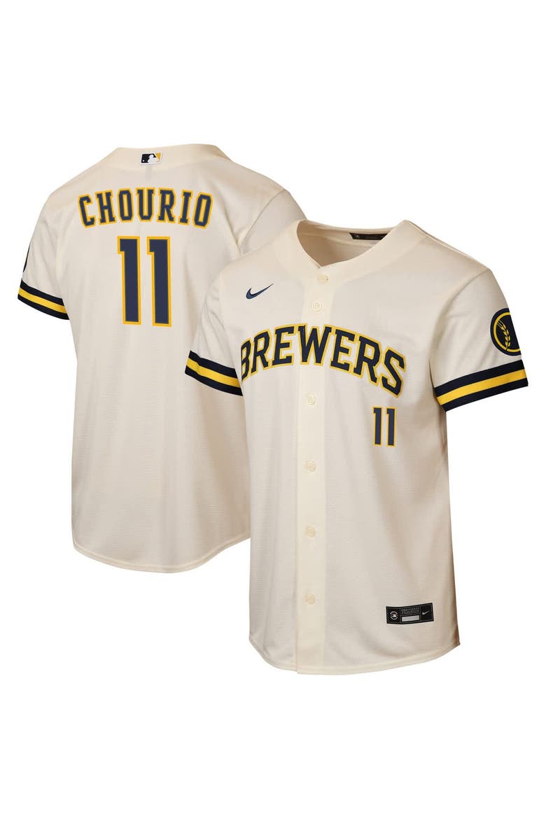 Youth Nike Jackson Chourio Cream Milwaukee Brewers Home Stadium Jersey, Main, color, Cream