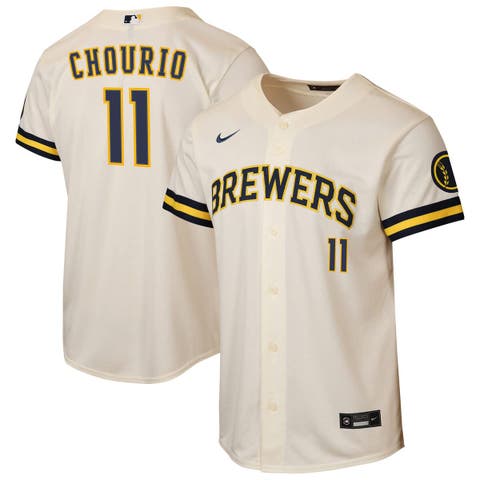 Youth Nike Jackson Chourio Cream Milwaukee Brewers Home Stadium Jersey