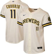 Nike Youth Nike Jackson Chourio Cream Milwaukee Brewers Home Stadium Jersey