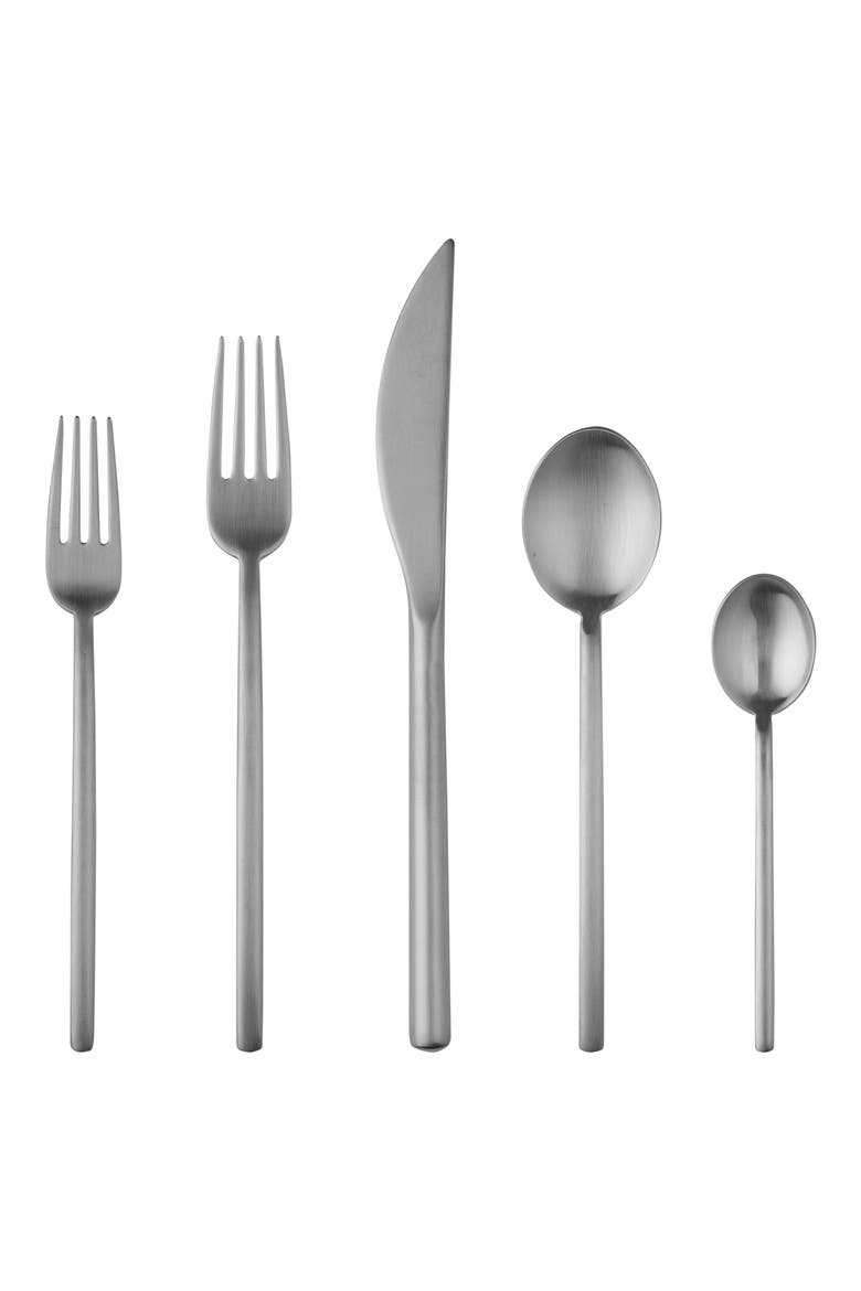 Due 5-Piece Place Setting, Main, color, MATTE STAINLESS STEEL SILVER