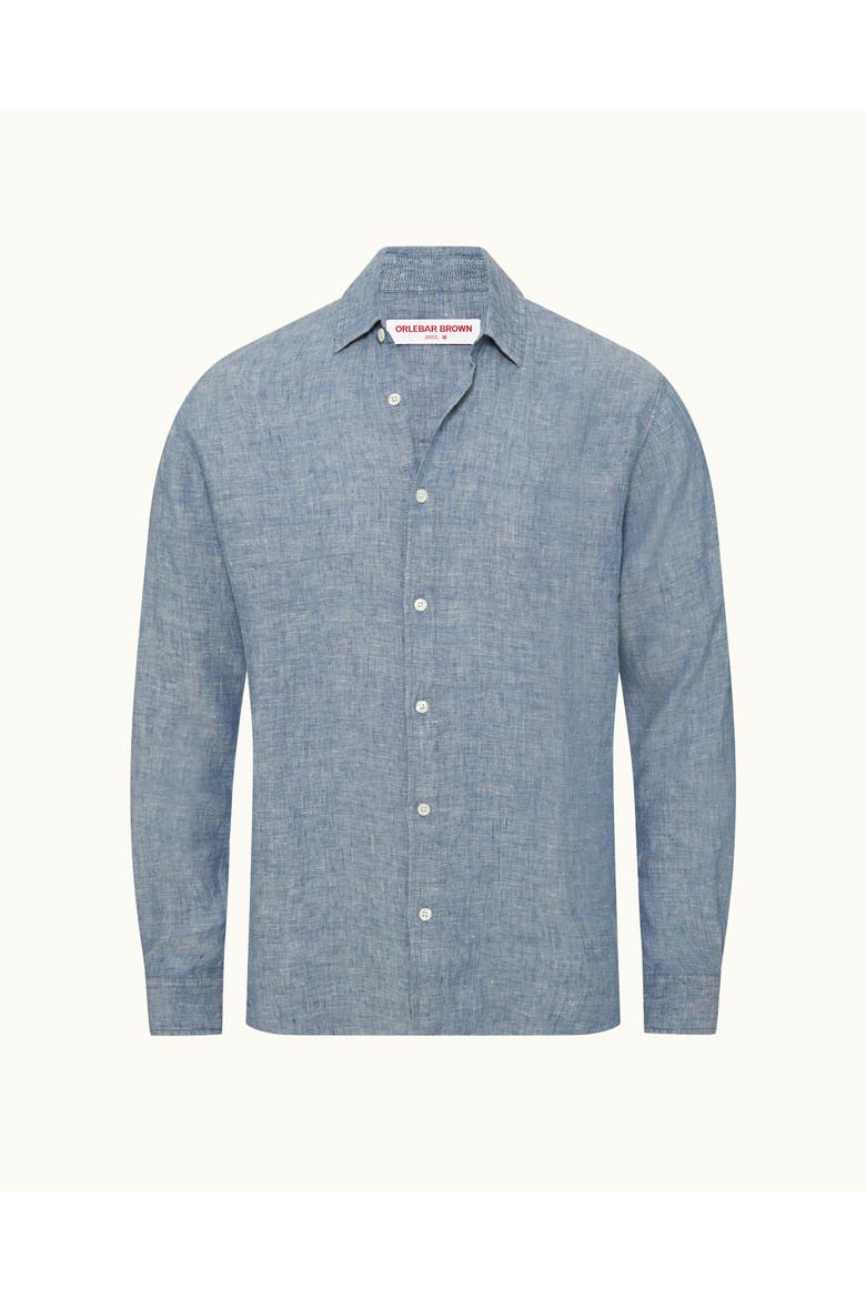 Justin Lino Classic-Fit Linen Shirt, Alternate, color, Light Bergamo Blue