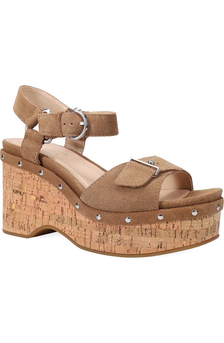 Pelle Moda Ciana Ankle Strap Platform Wedge Sandal, Main, color, Driftwood