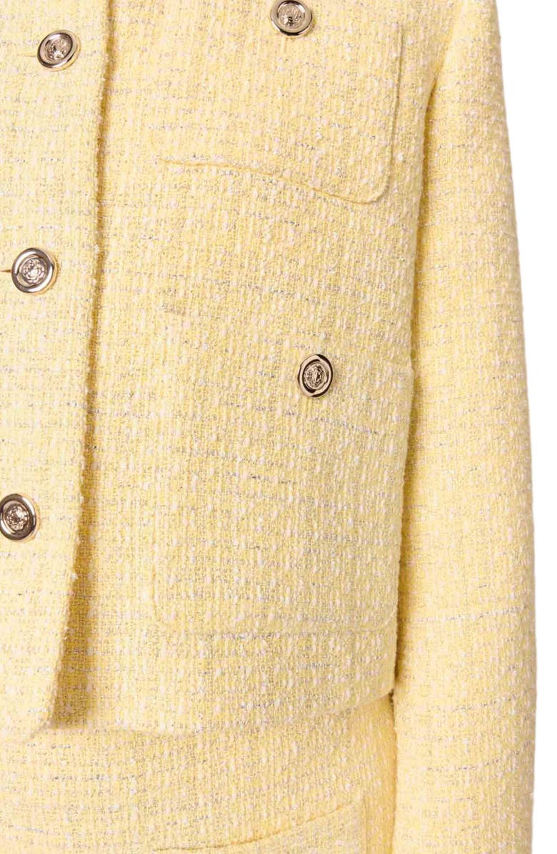 maje Short tweed and lurex jacket, Alternate, color, Yellow