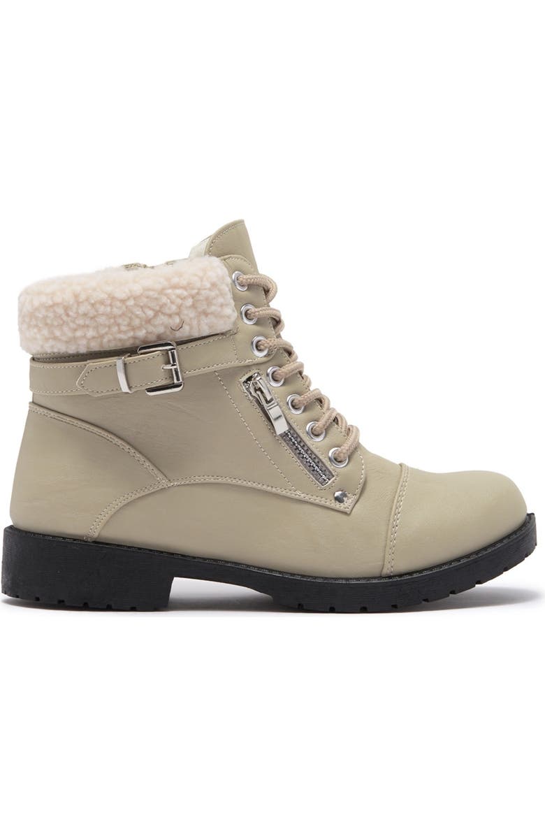WANTED FOOTWEAR Combat Boot With Faux Shearling Trim, Alternate, color,