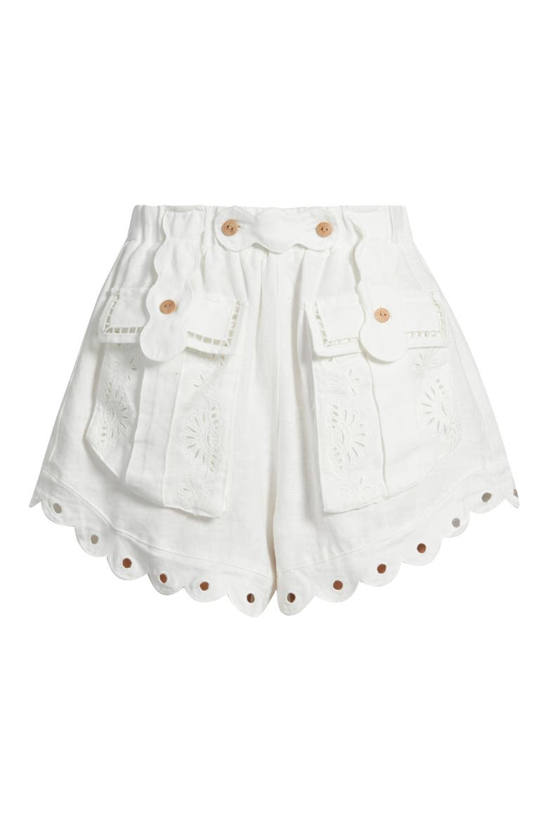 Artisanal Eyelet Shorts, Alternate, color, OFF-WHITE