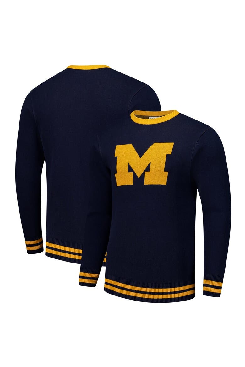 Unisex Uscape Apparel Navy Michigan Wolverines Renew Knit Vintage Pullover Sweater, Main, color, Navy