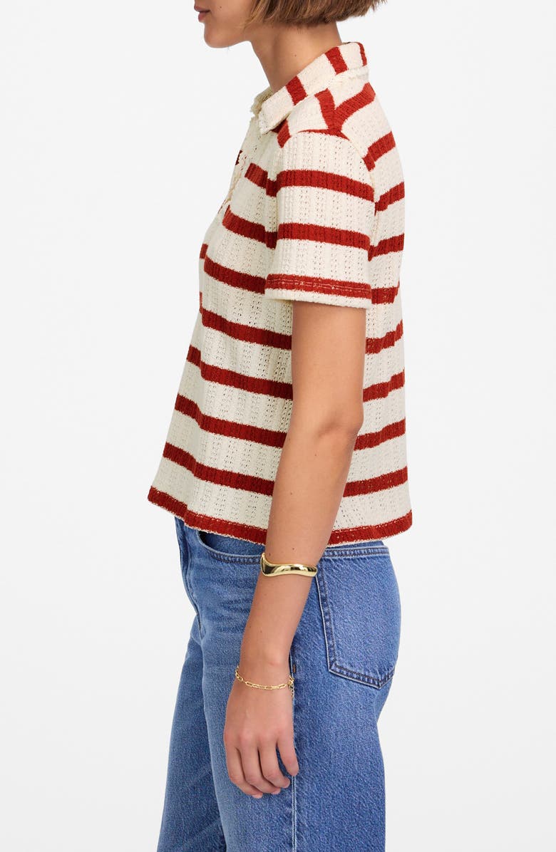 Madewell Stripe Knit Polo, Alternate, color, Red Ochre