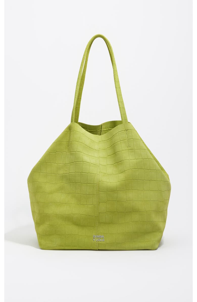 Bimba y Lola Large Split Leather Shopper Bag, Main, color, Lime