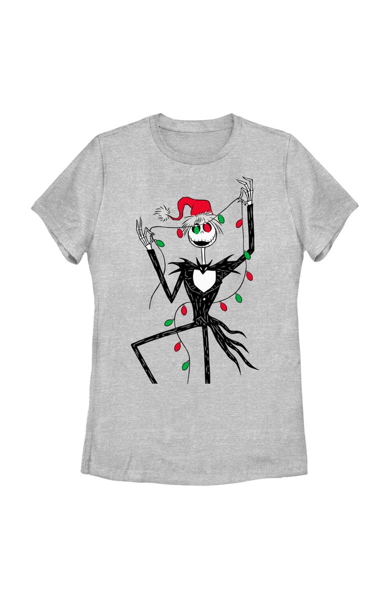 The Nightmare Before Christmas Women's The Nightmare Before Christmas Jack Christmas Lights Graphic T-Shirt, Main, color, Athletic Heather