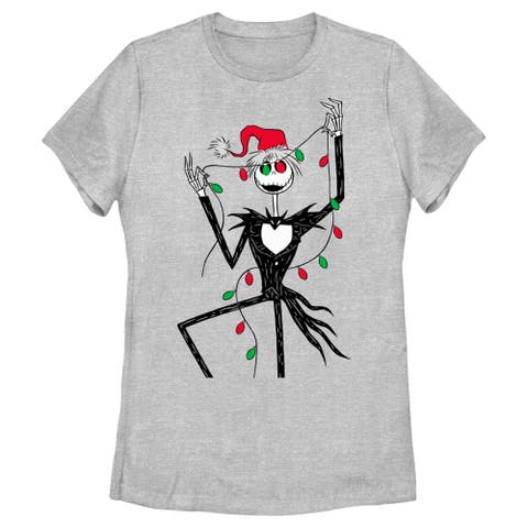 Women's The Nightmare Before Christmas Jack Christmas Lights  Graphic T-Shirt