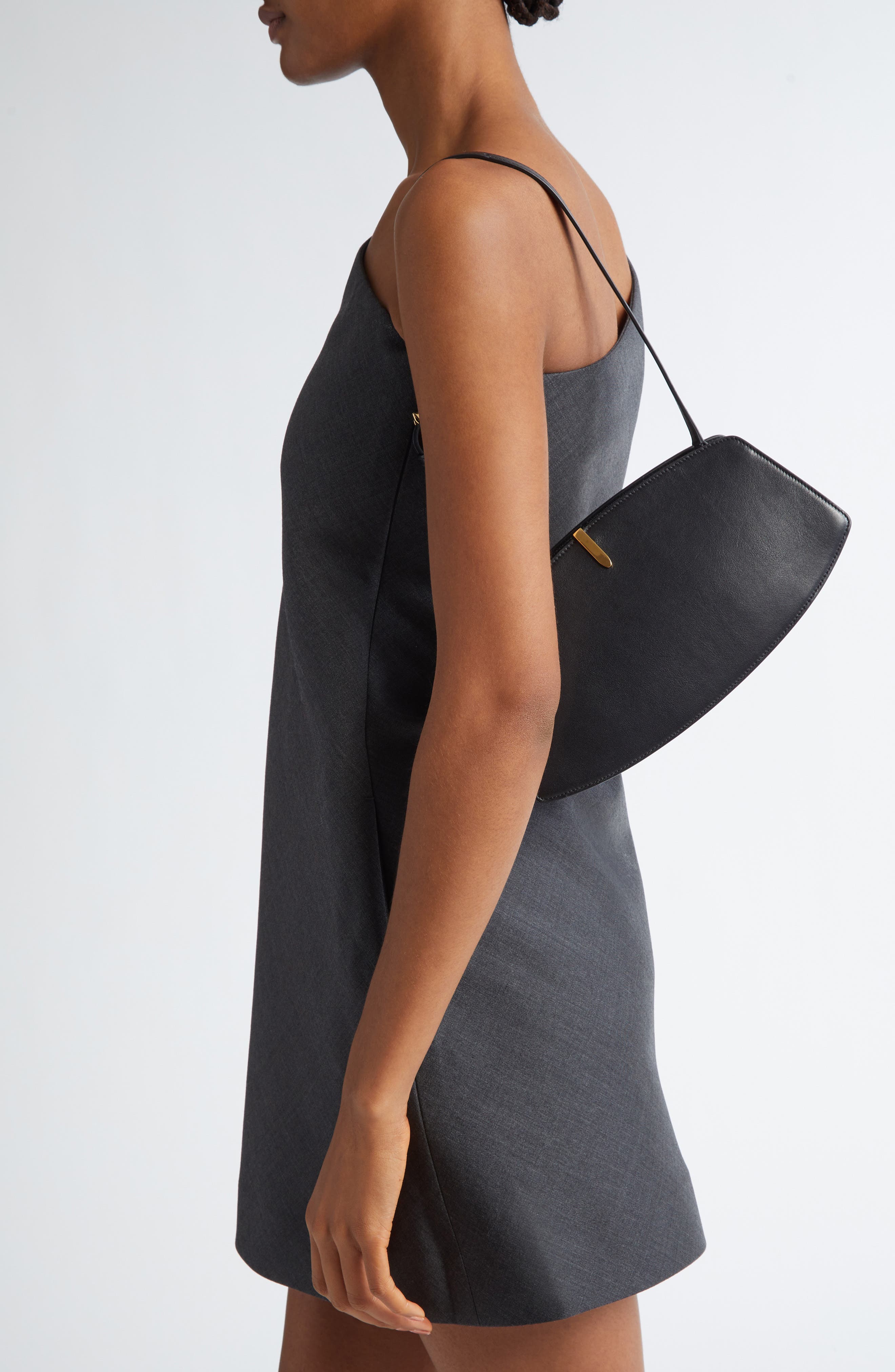 SAVETTE The Florence Leather Shoulder Bag, Alternate, color, Black