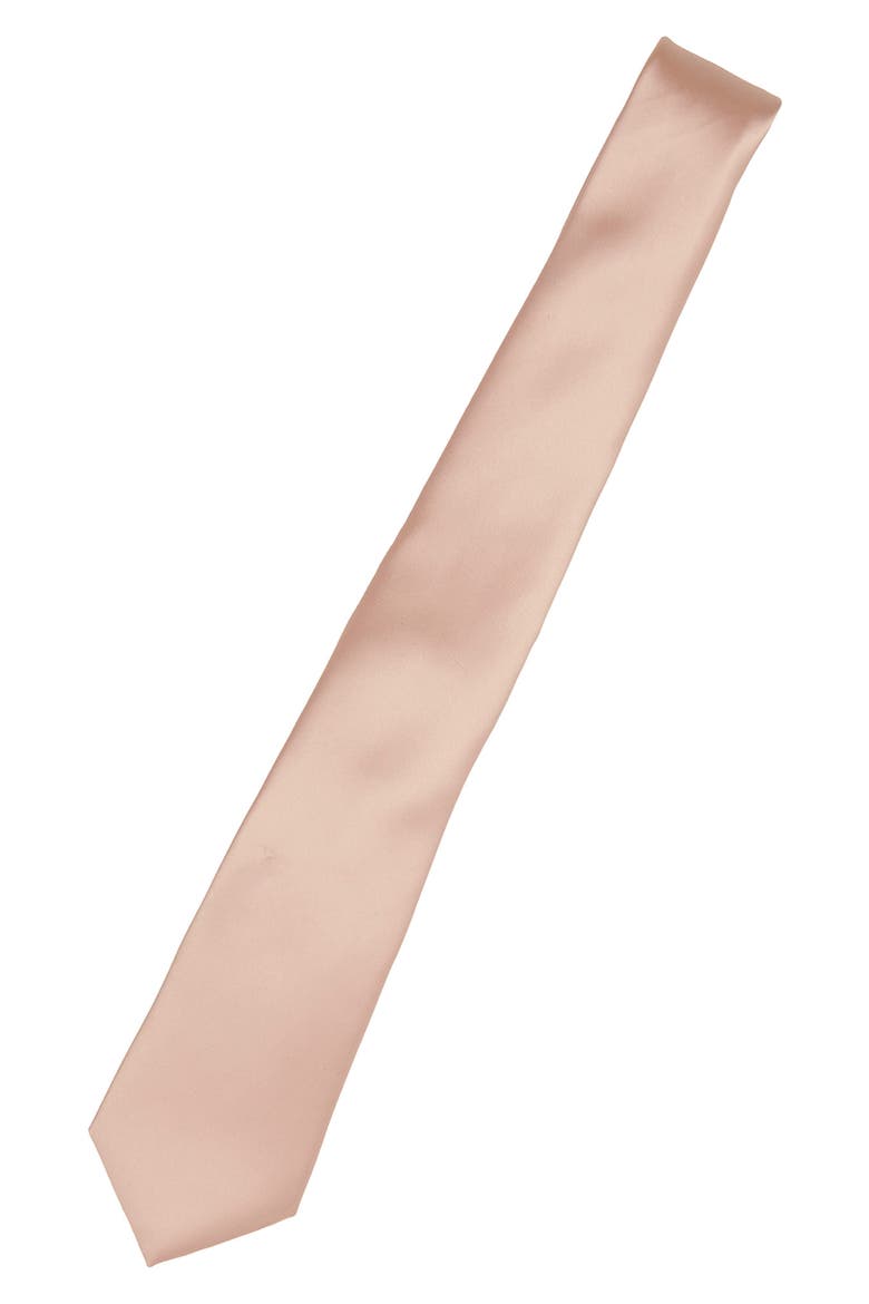 Men's Solid Satin X-Long Tie, Alternate, color, PALE BLUSH