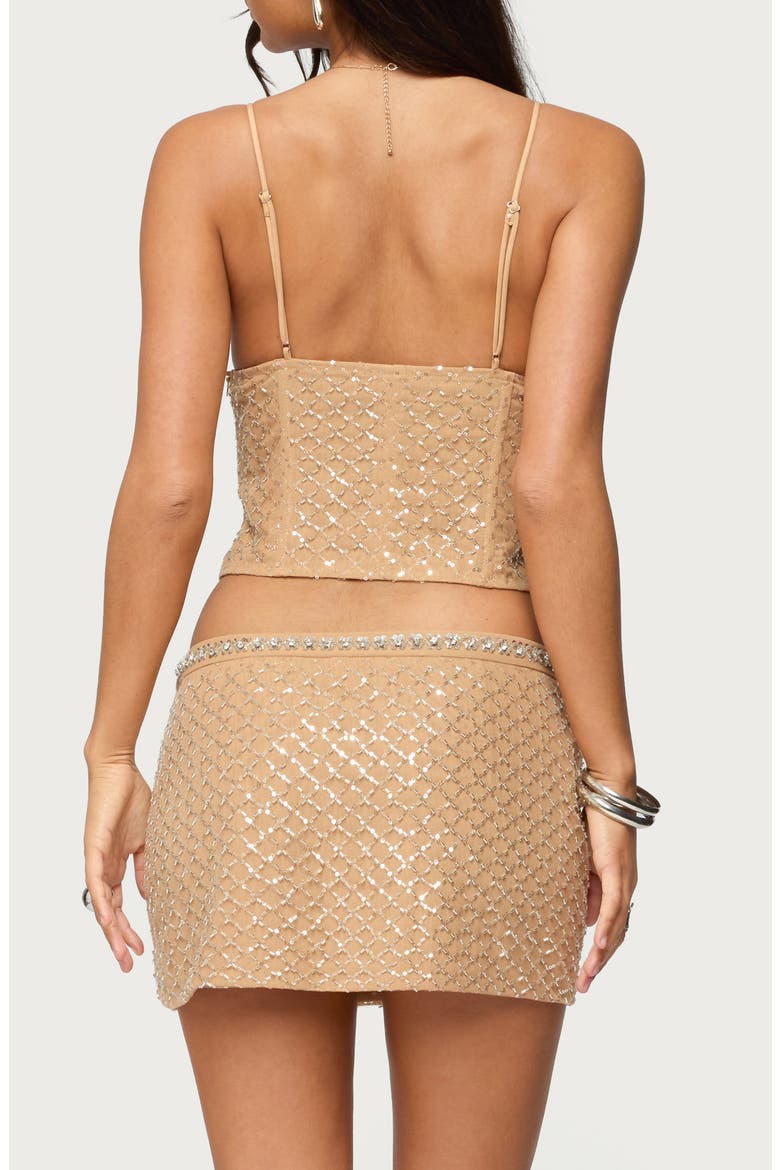 Jenny Beaded Mesh Crop Camisole, Alternate, color, BEIGE