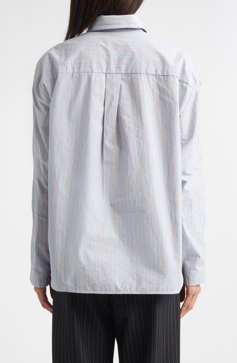 KÚR Circle Detail Stripe Organic Cotton Button-Up Shirt, Alternate, color, 