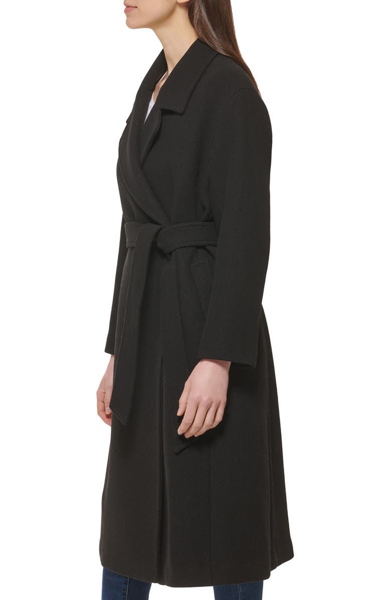 Cole Haan Signature Oversize Belted Basket Weave Wool Blend Wrap Coat, Alternate, color, 