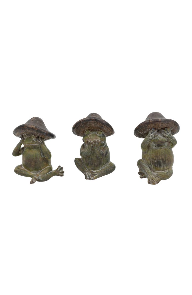 Transpac Set of 3 Resin Garden Frog Figurines Decorative Animal Decor for Spring Indoor Tabletop Home Gifts, Main, color, Green