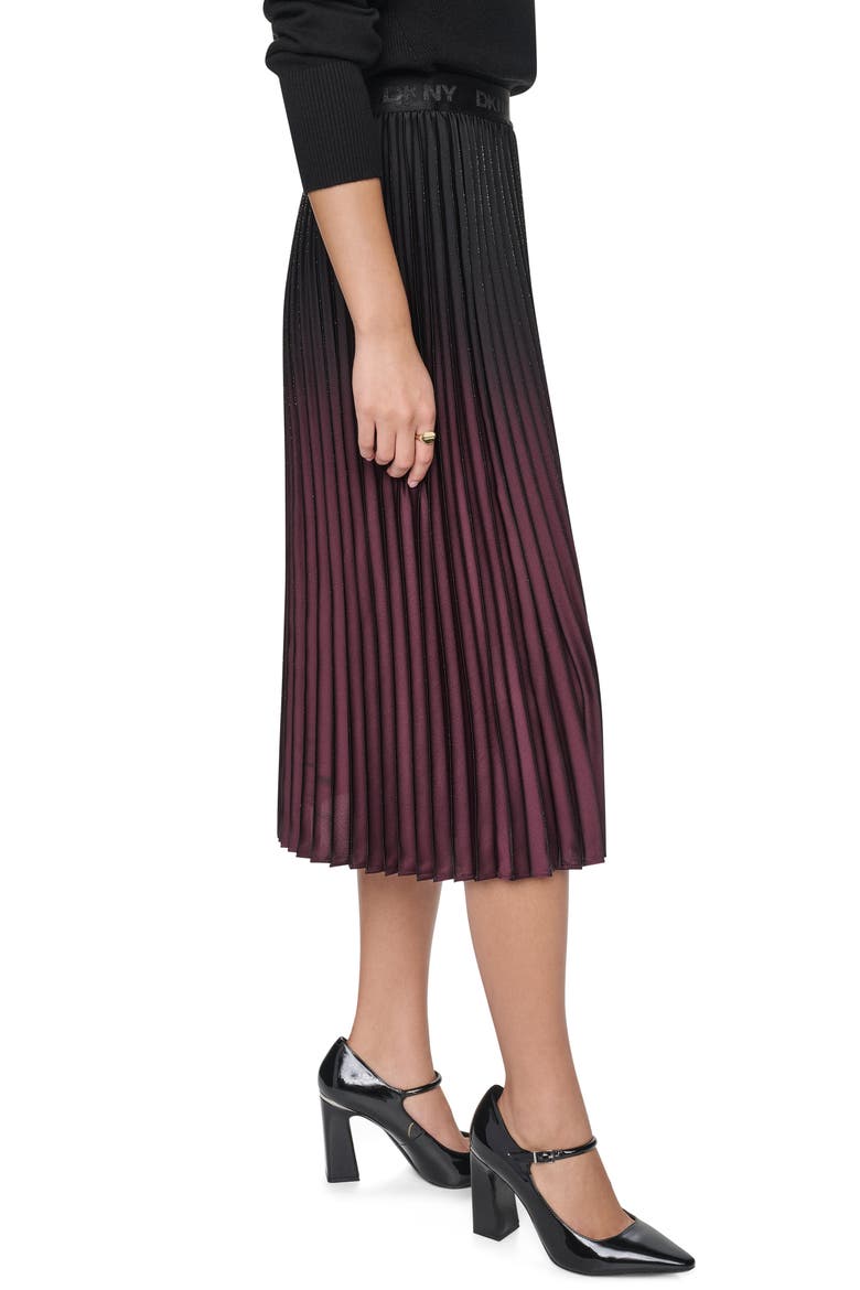 Pleated Metallic Ombré Skirt, Alternate, color, CABERNT/ BL