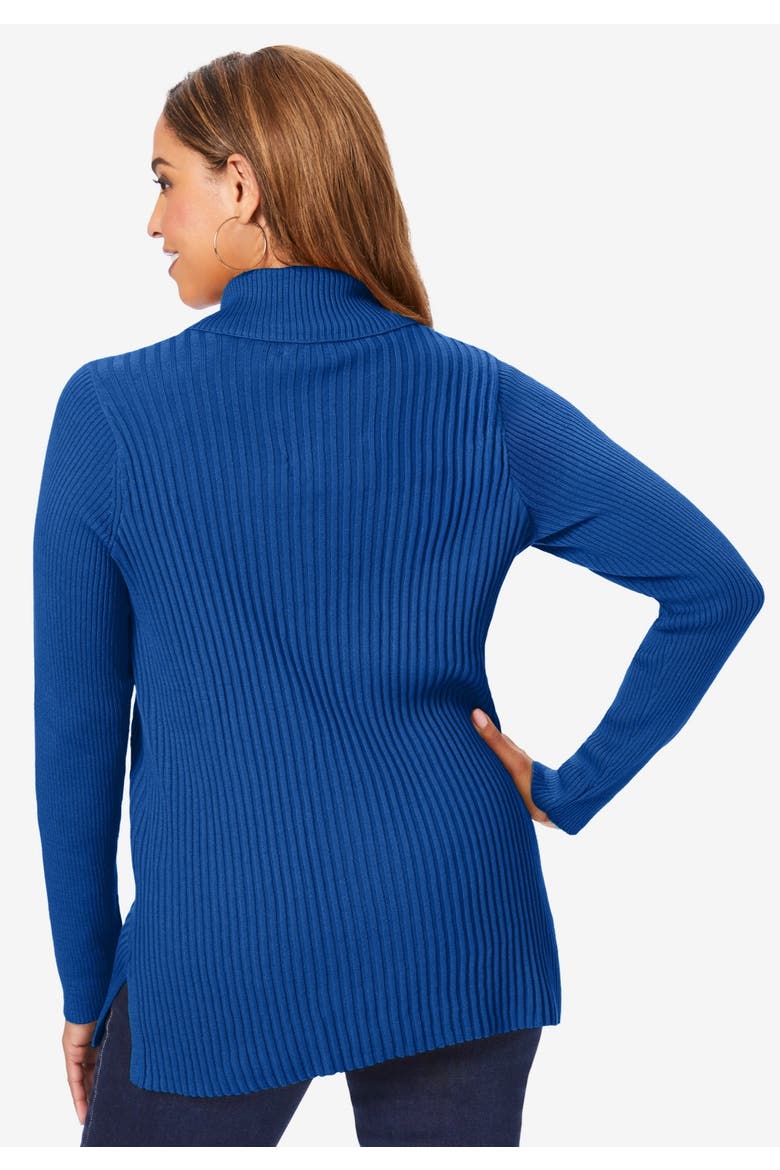 Ribbed Collar Sweater, Alternate, color, DARK SAPPHIRE