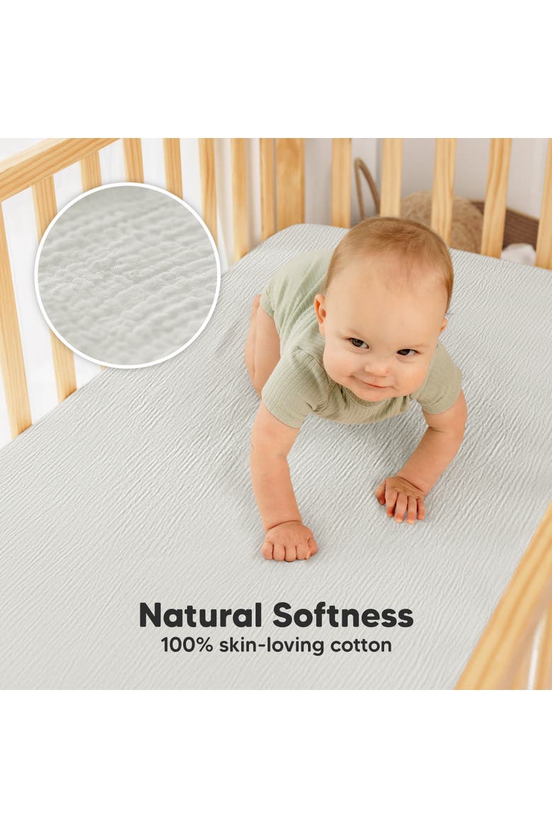 2-Pack Lyra Muslin Crib Sheets, Alternate, color, Greige