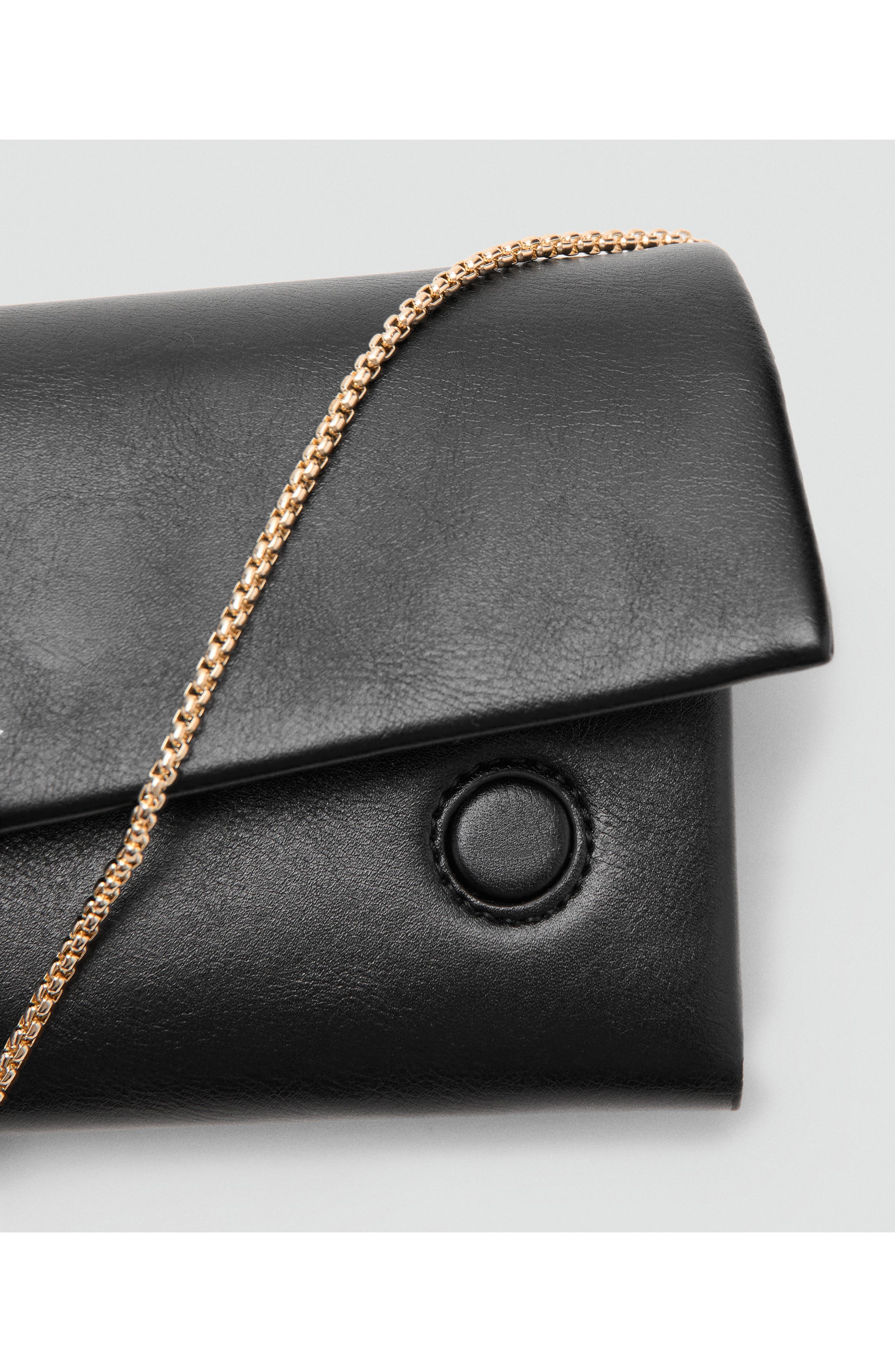 MANGO Metallic Faux Leather Crossbody Bag, Alternate, color, Black