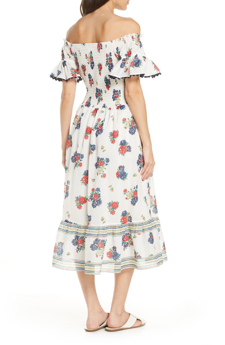 Tory Burch Meadow Folly Off the Shoulder Cover-Up Dress, Alternate, color, 