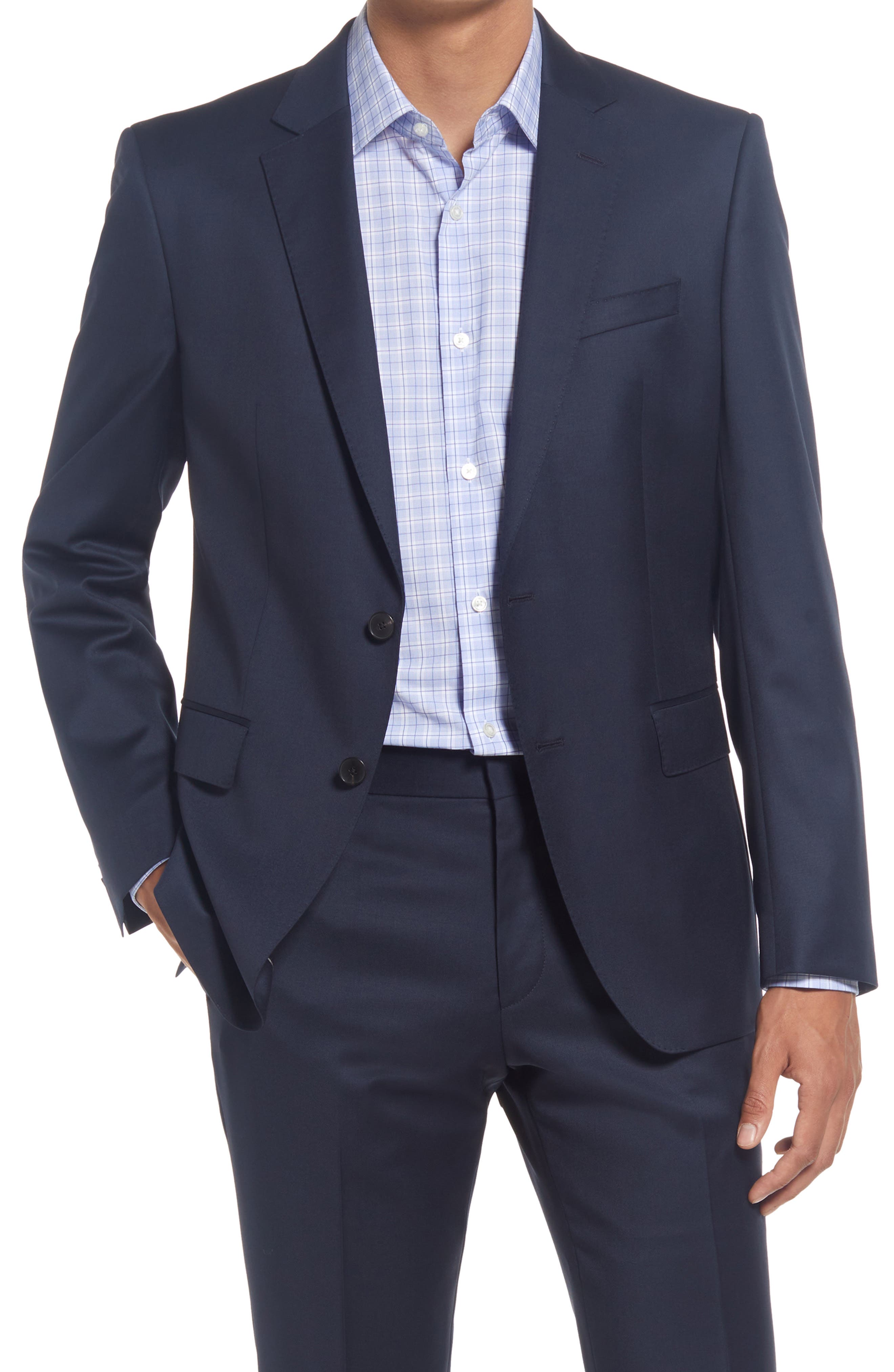 Slim Fit Solid Wool Suit Jacket - image 5