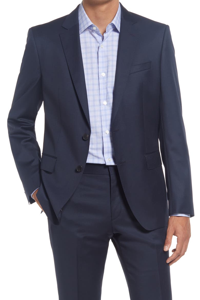 Slim Fit Solid Wool Suit Jacket, Main, color, NAVY
