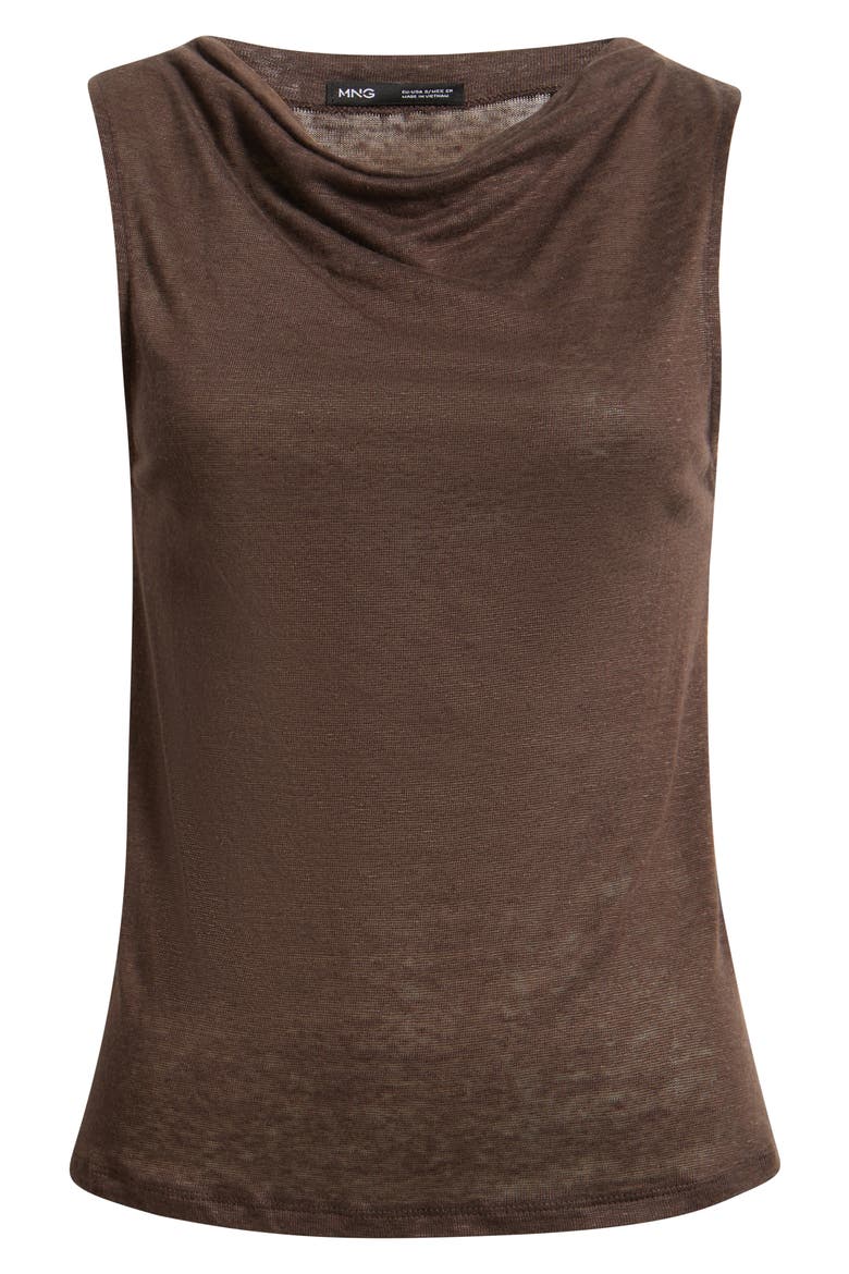 Cowl Neck Linen Tank, Alternate, color, BROWN