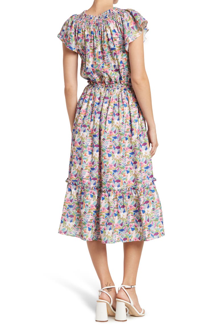 Dalila Floral Ruffle Midi Dress, Alternate, color, TROPICAL D