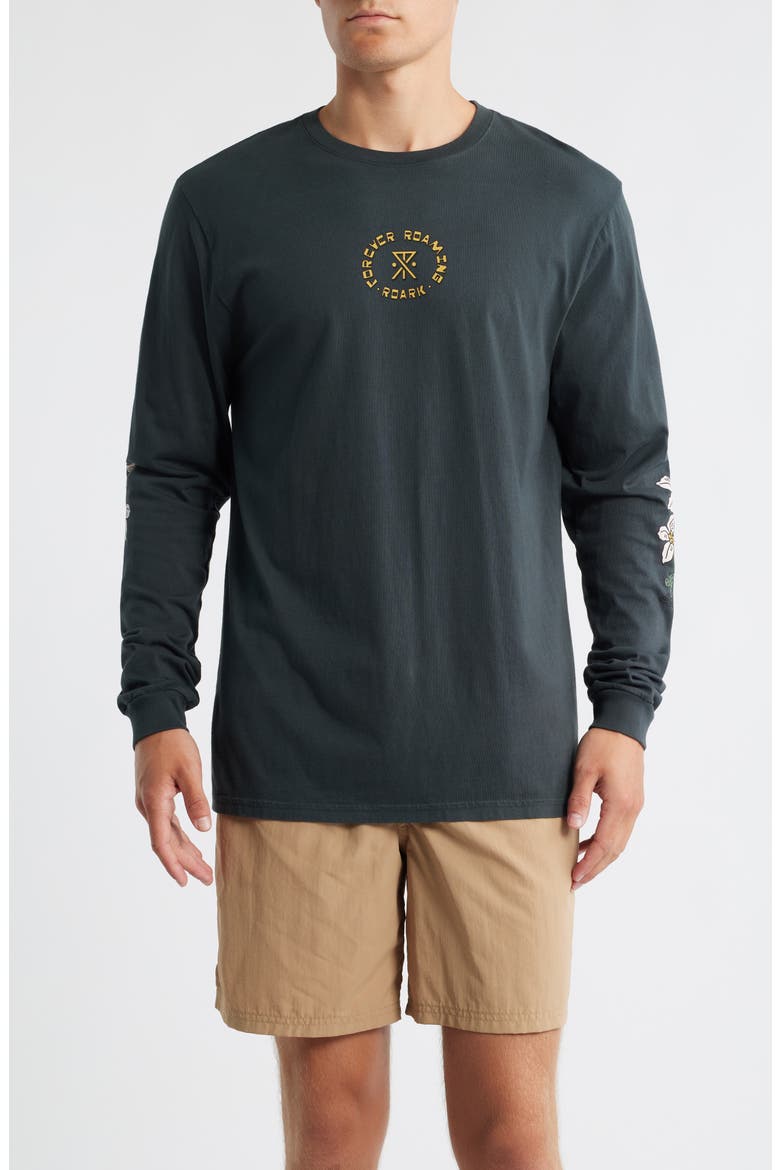 Jaguar Long Sleeve Cotton Graphic T-Shirt, Main, color, BLACK