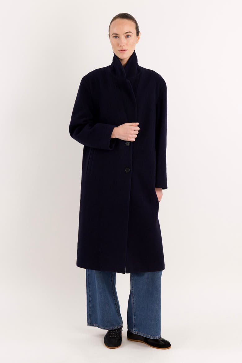 Maxi Wool Coat, Alternate, color, Navy