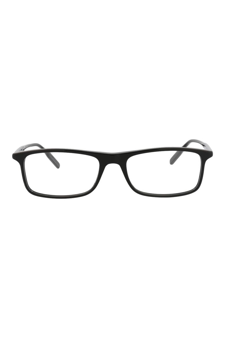 54mm Rectangular Optical Glasses, Main, color, BLACK BLACK TRANSPARENT