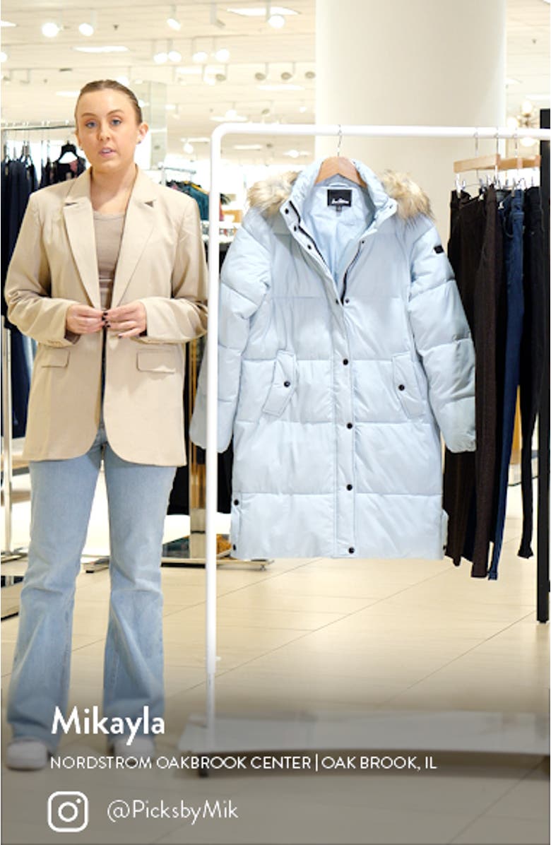 Hooded Puffer Coat with Faux Fur Trim, sales video thumbnail