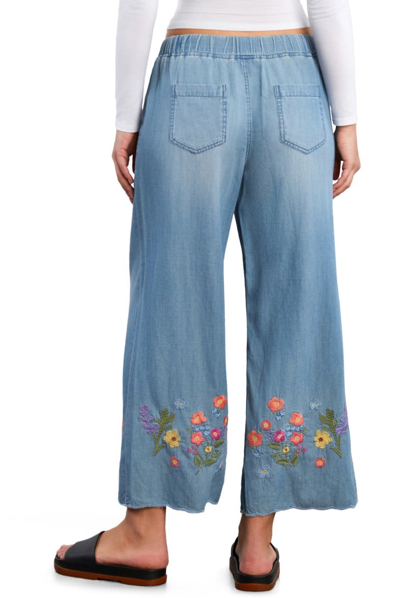 Floral Chain Embroidery Crop Denim Pants, Alternate, color, PURE DENIM