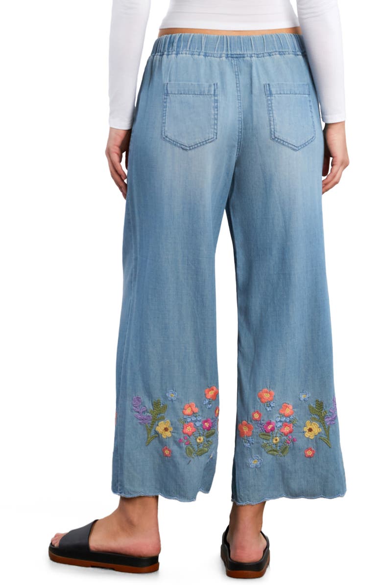 Billy T Floral Chain Embroidery Crop Denim Pants, Alternate, color, Pure Denim