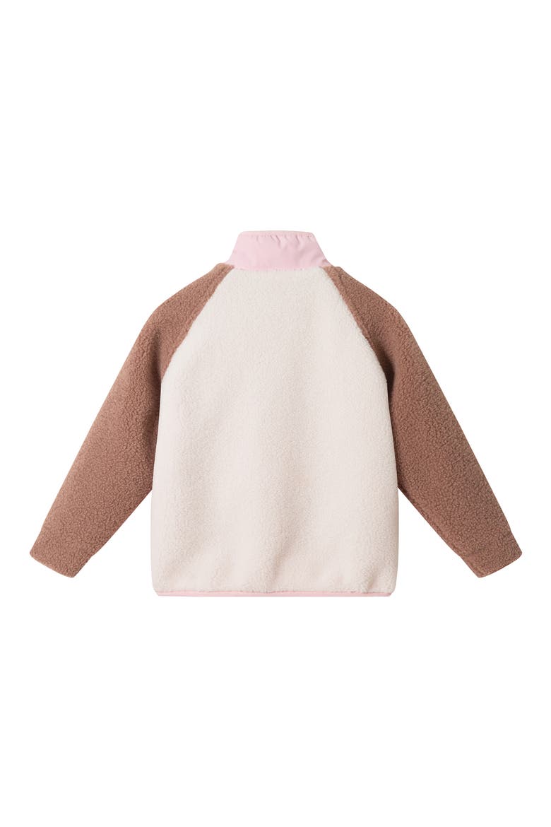 Kids' Colorblock Faux Shearling Zip Jacket, Alternate, color, BROWN PINK