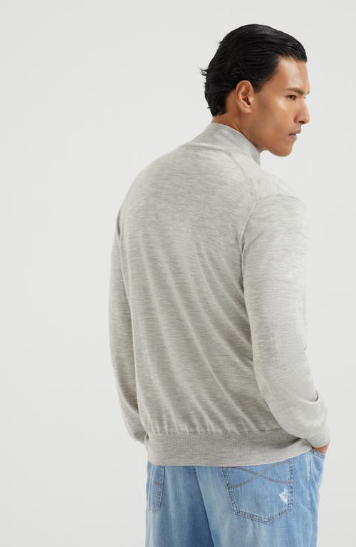 Brunello Cucinelli Men High-necked Cashmere Cardigan With Zip In Gray