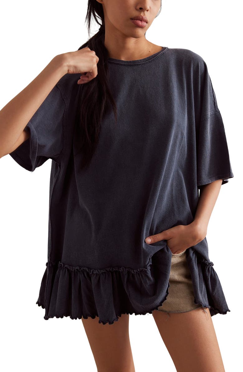 Free People Why Yes Oversized Tiered Cotton T-Shirt, Alternate, color, 