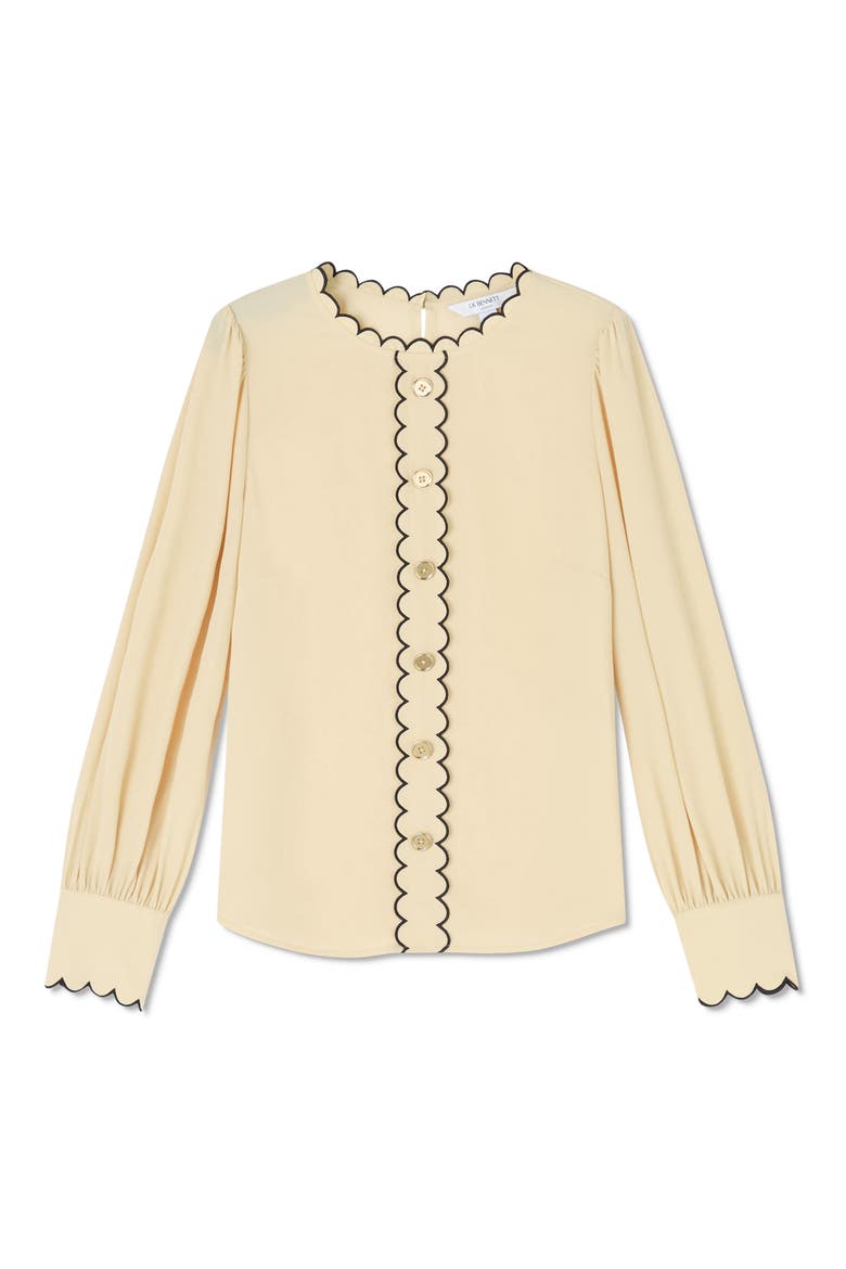 Jemima Scalloped Long Sleeve Top, Alternate, color, MULTI CREAM