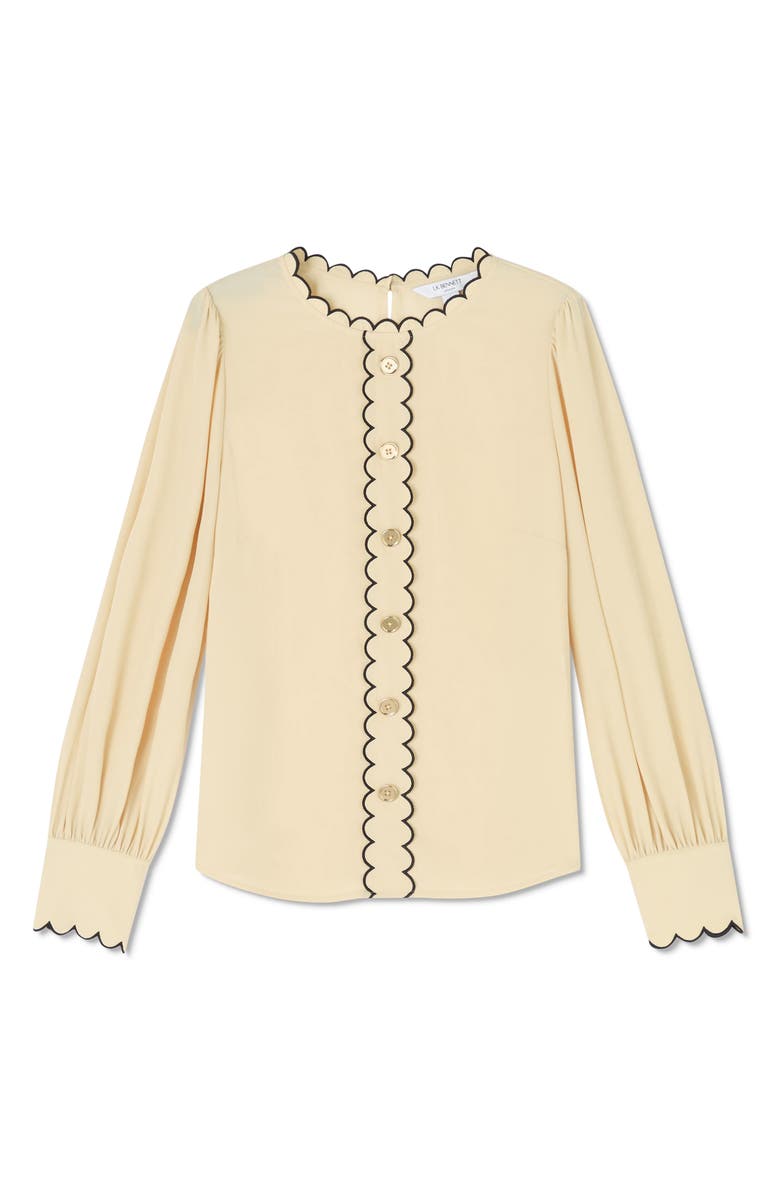 LK Bennett Jemima Scalloped Long Sleeve Top, Alternate, color, 