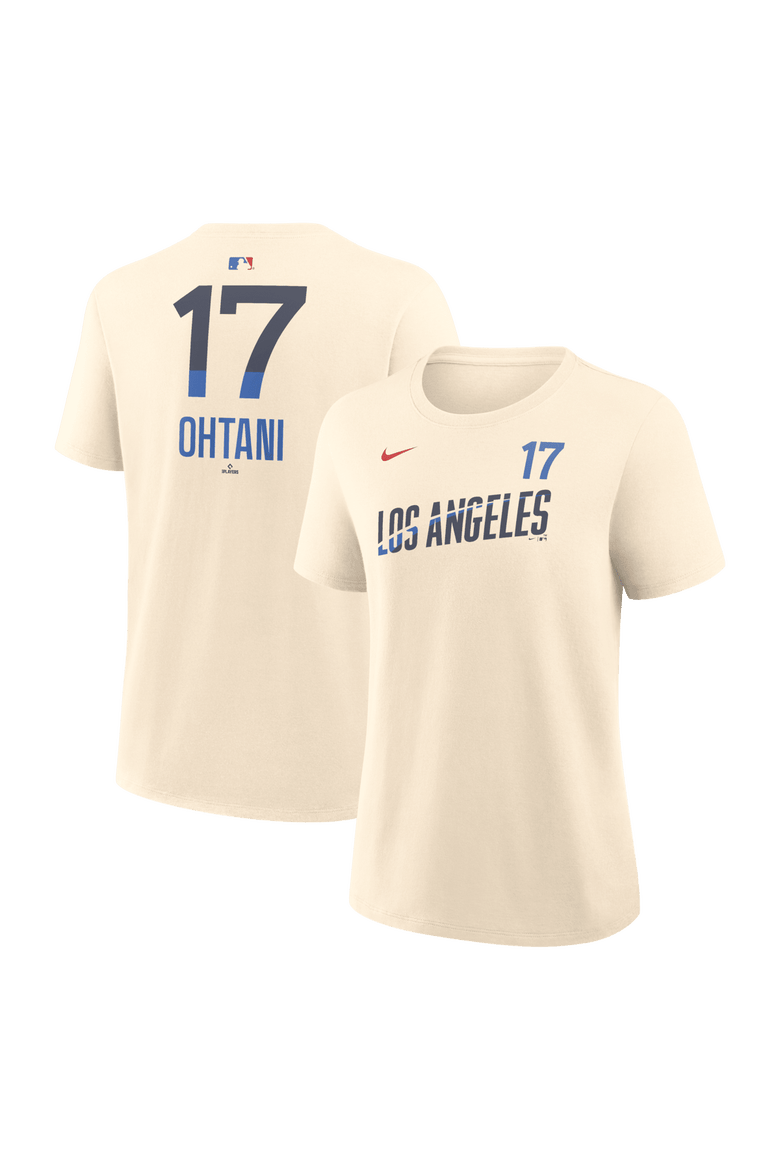 Women's Nike Shohei Ohtani Natural Los Angeles Dodgers City Connect Name & Number T-Shirt, Main, color, Natural