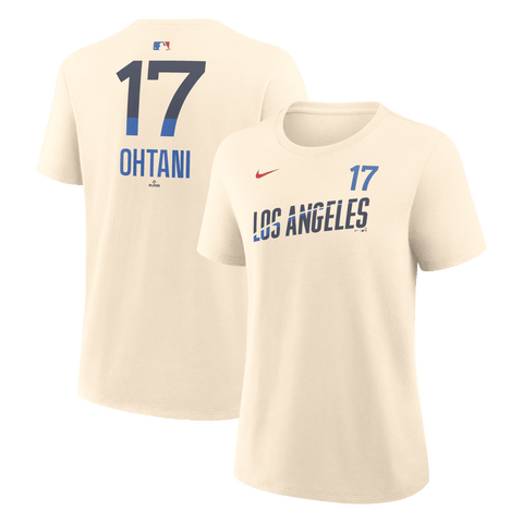 Women's Nike Shohei Ohtani Natural Los Angeles Dodgers City Connect Name & Number T-Shirt