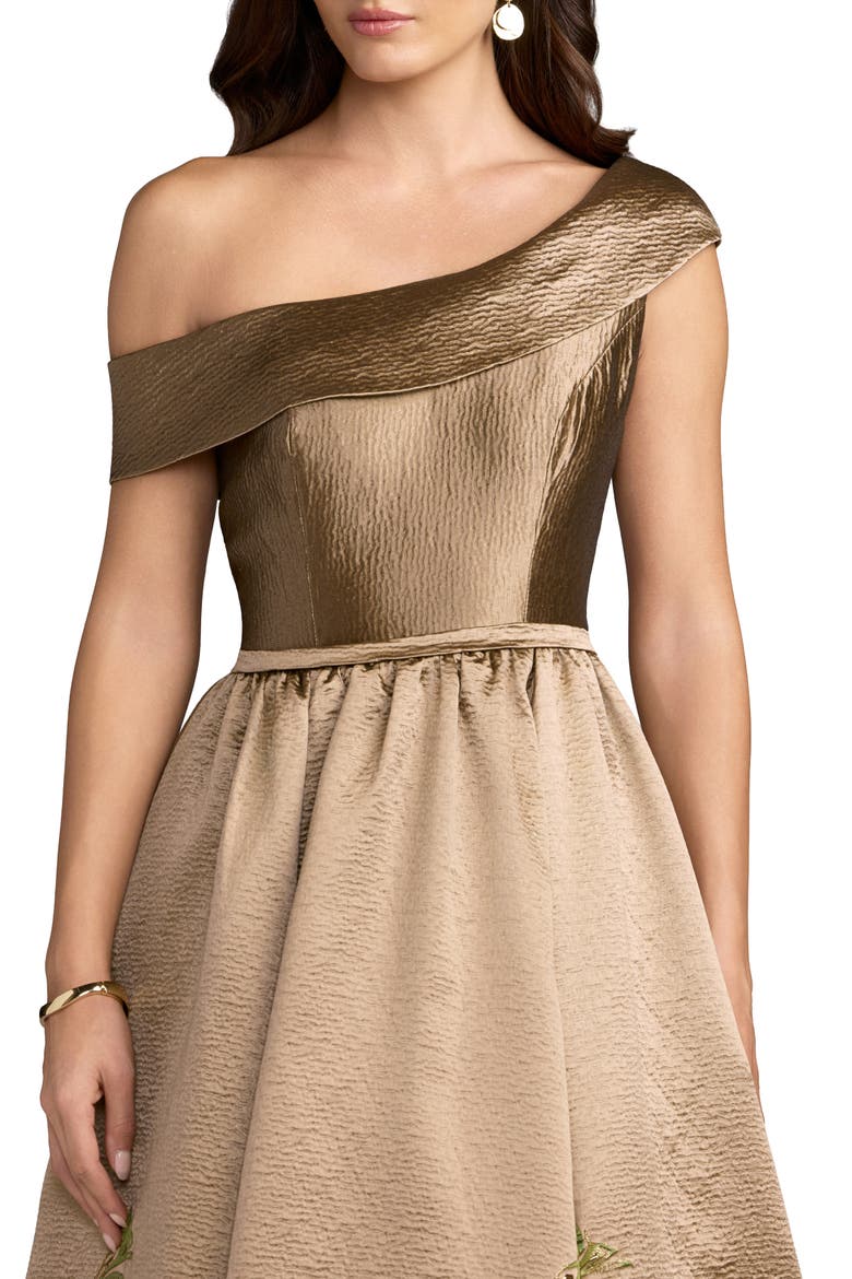 Floral Off-the-Shoulder Brocade Ball Gown, Alternate, color, Beige Multi