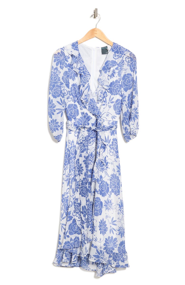 Gabby Skye 3/4 Sleeve Surplice Midi Dress, Alternate, color, 