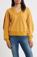 CITY BLUES Zip Detail Ruched Sleeve Sweatshirt