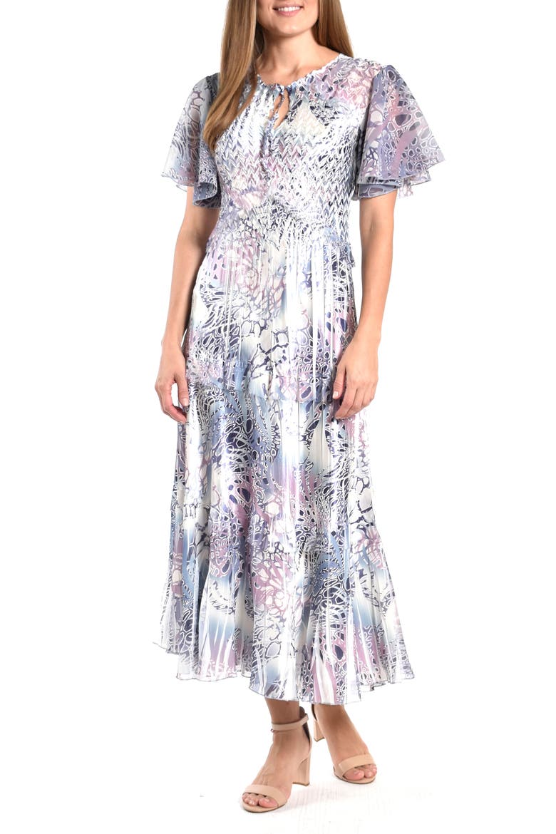 Flutter Sleeve Dress, Main, color, AQUA ANIMAL