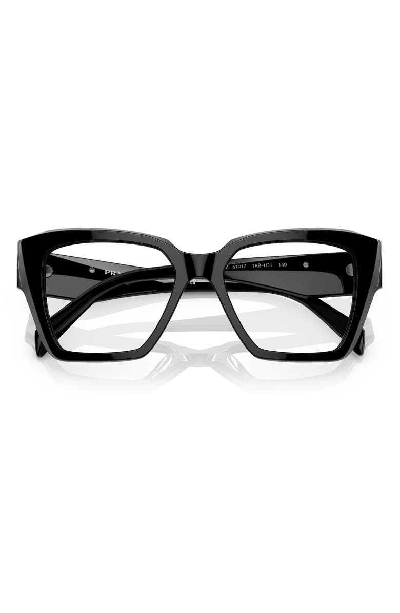 Prada 51mm Square Optical Glasses, Alternate, color, Black / Demo Lens