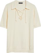 Dolce&Gabbana Serafino Lace-Up Cotton Blend Polo Sweater