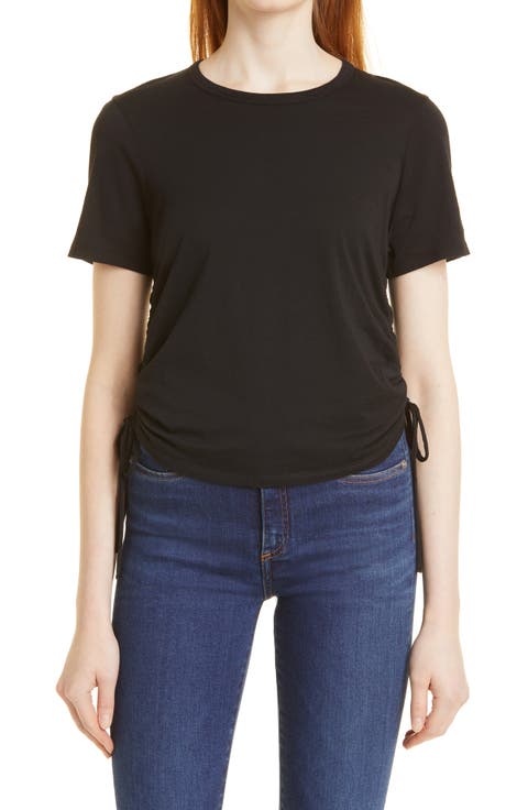 Tazi Side Ruched Cotton T-Shirt