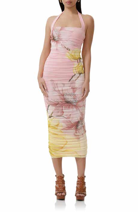 AFRM Indina Floral Mesh Body-Con Maxi Dress